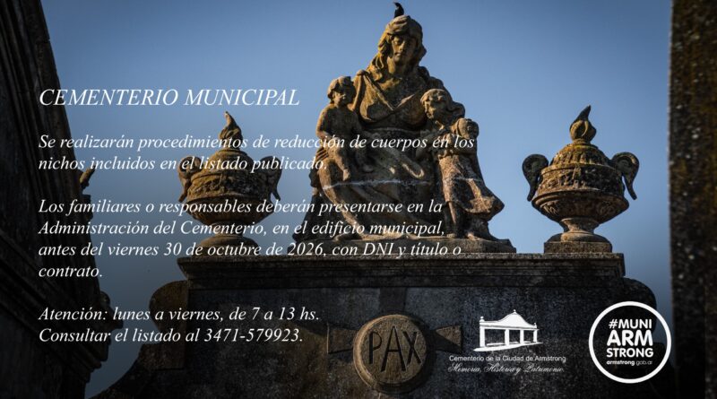Armstrong: Reducción de Nichos en el Cementerio